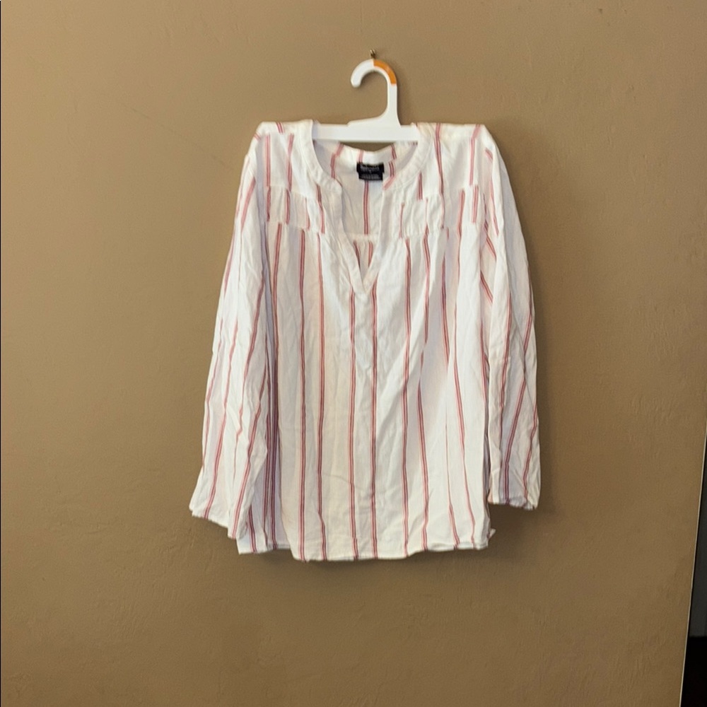 Splendid White and Pink Striped Blouse